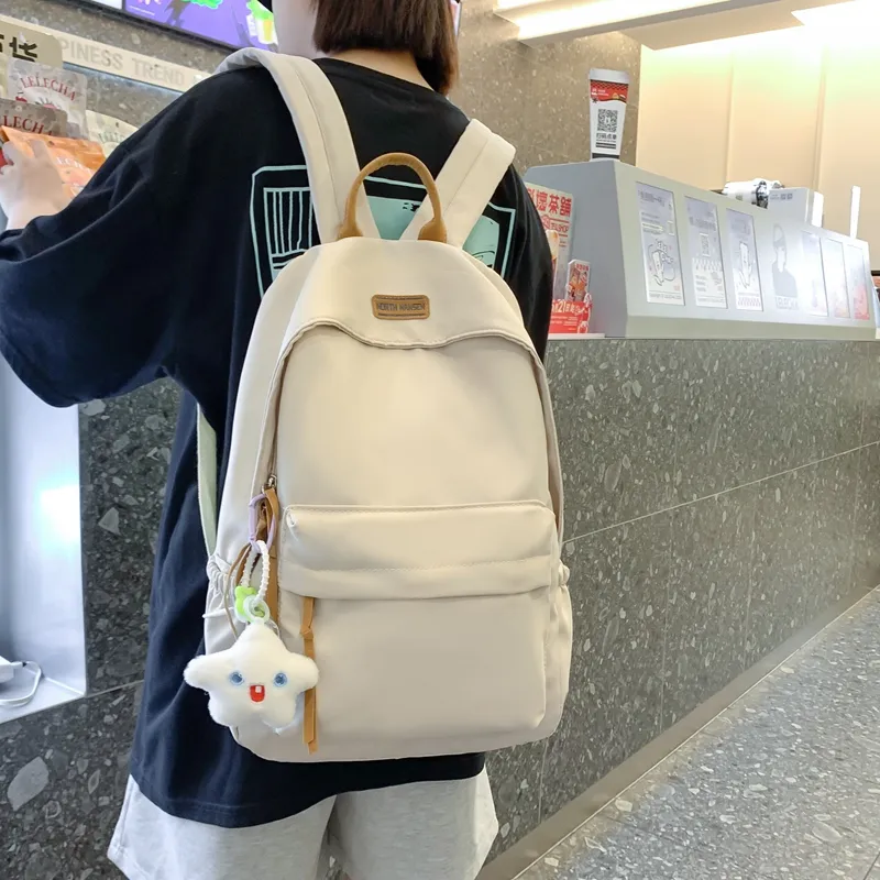 WICKBUEN Nylon Backpack Unisex White/Black/Yellow/Blue-4
