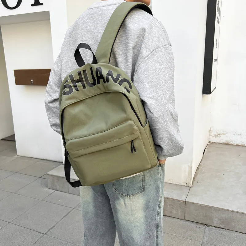 WICKBUEN Fabric Backpack Regular Unisex White/Black/Orange/Green-22
