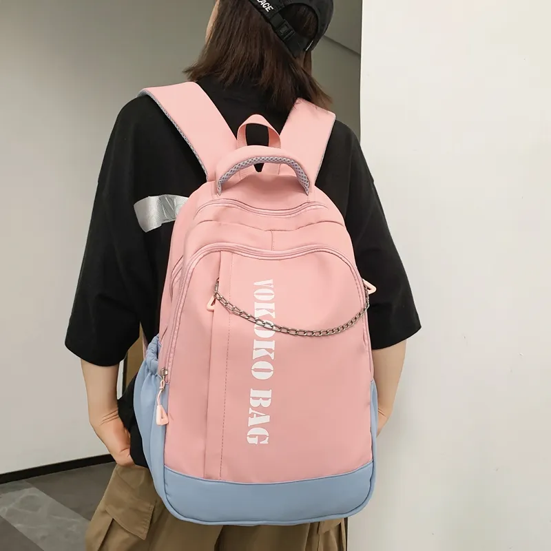 WICKBUEN Nylon Backpack Regular Unisex Blue/Burgundy/Pink-15