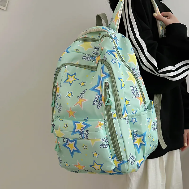 WICKBUEN Polyester Backpack Regular Women's White/Black/Purple/Green-15