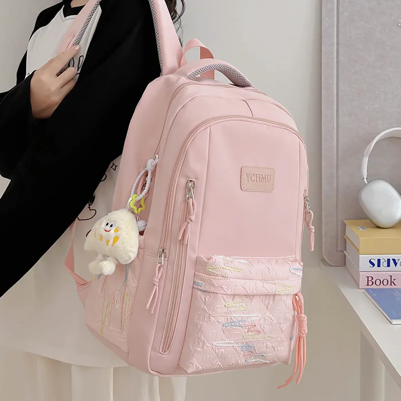 WICKBUEN Nylon Backpack Regular Unisex White/Black/Pink/Red-14