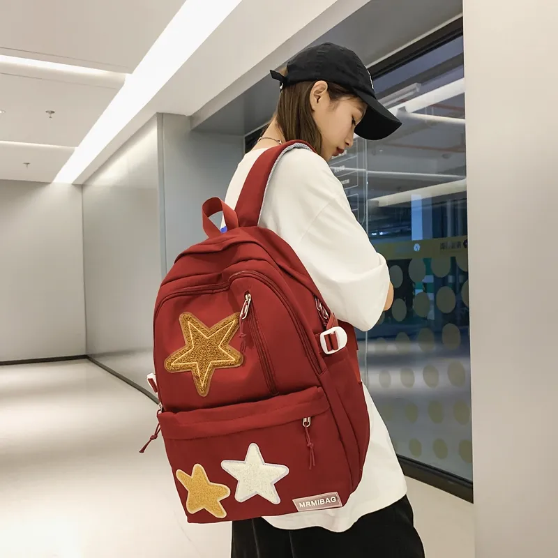 WICKBUEN Nylon Backpack Regular Unisex Black/Red/Brown/Blue/White-23