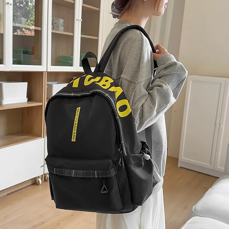WICKBUEN Nylon Backpack Unisex White/Black/Pink/Blue-11