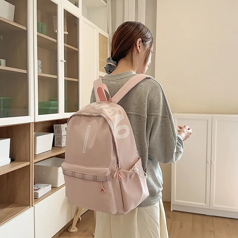 WICKBUEN Nylon Backpack Unisex White/Black/Pink/Blue-16