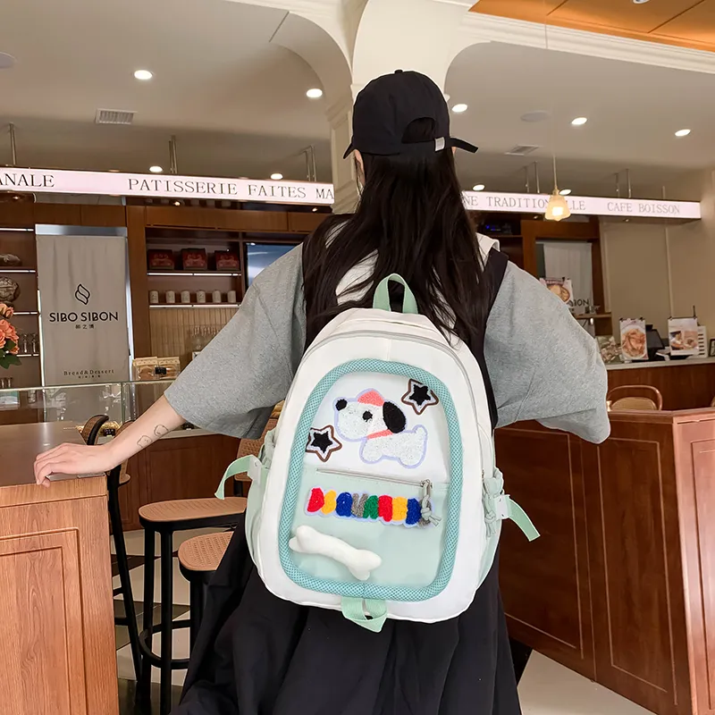 WICKBUEN Nylon Backpack Women's Green/Blue/Pink/Black-7