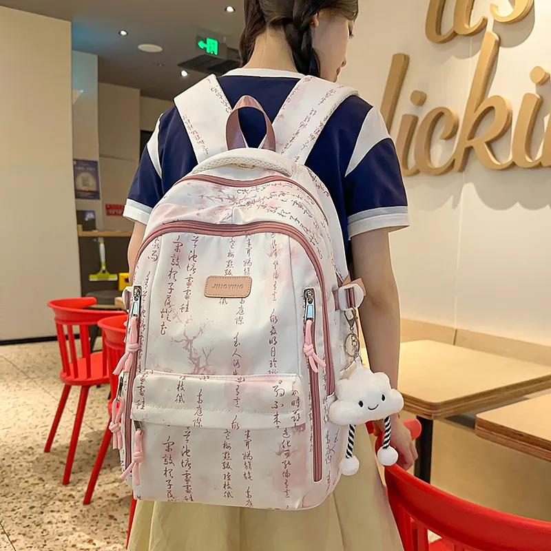 WICKBUEN Nylon Backpack Unisex Black/Pink/Yellow/Green/Blue-11