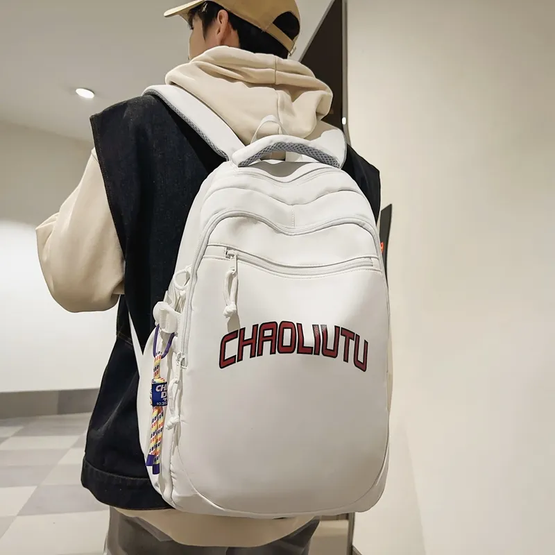 WICKBUEN Nylon Backpack Regular Unisex White, Black, Gray/Burgundy-2