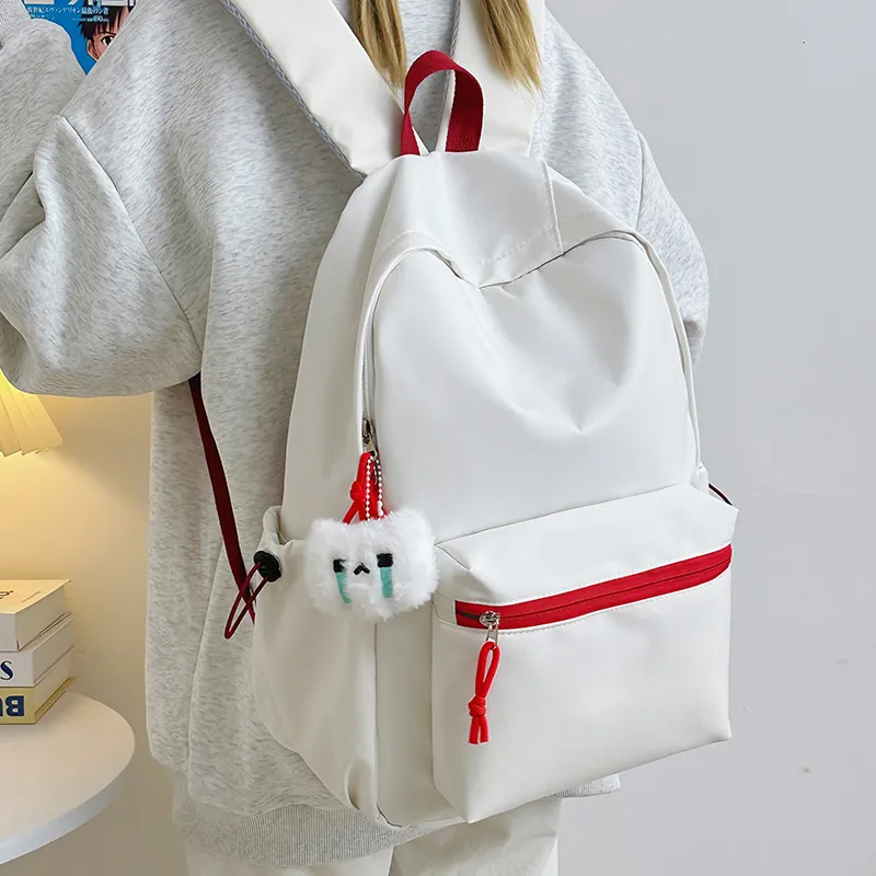 WICKBUEN Nylon Backpack Regular Unisex White/Black/Yellow/Red-1