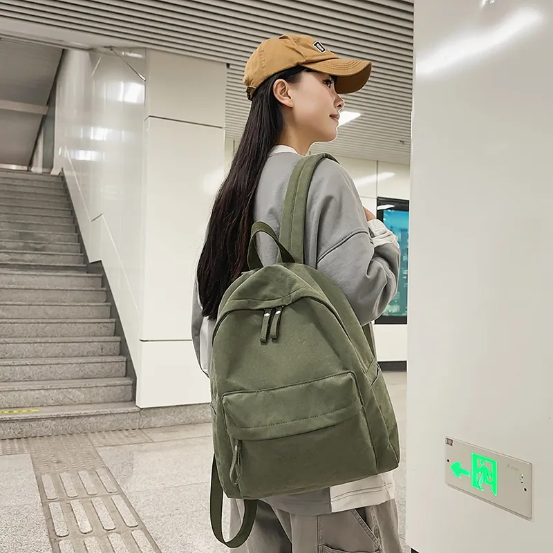 WICKBUEN Nylon Backpack Unisex White/Black/Burgundy/Khaki-24