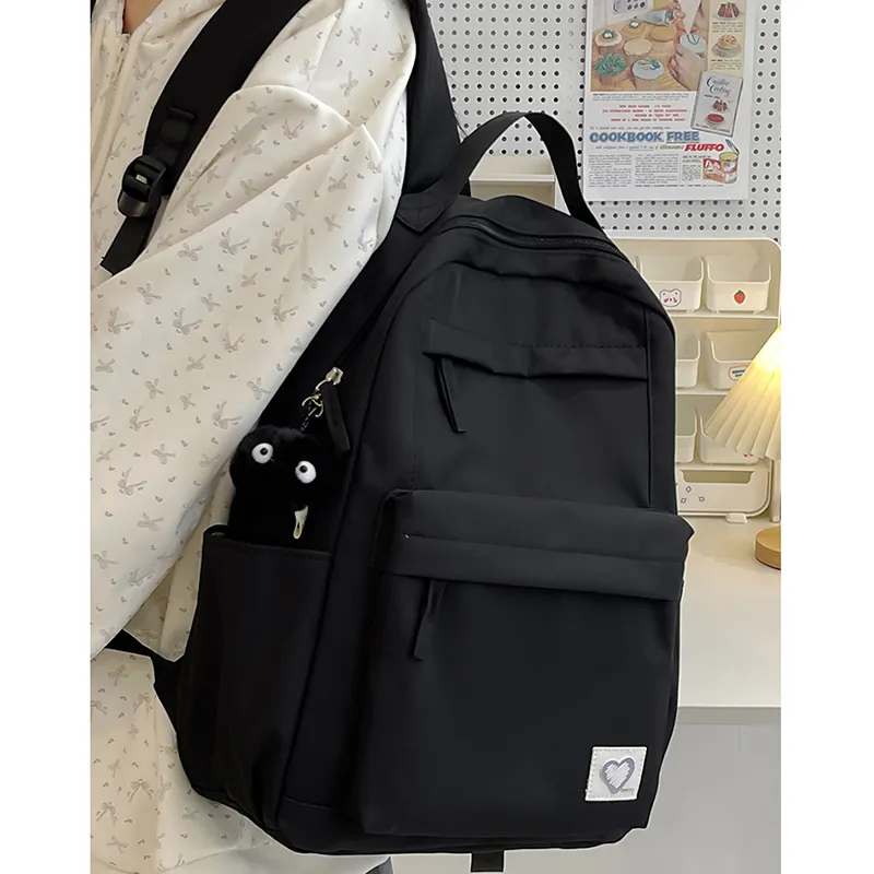 WICKBUEN Nylon Backpack Unisex White/Black/Blue/Pink-7