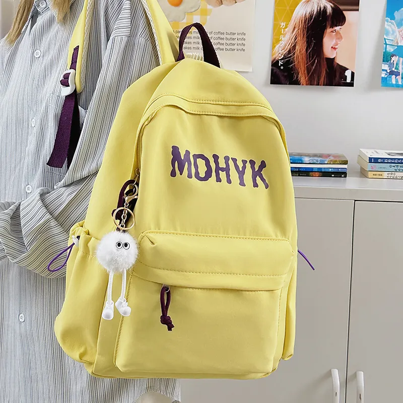 WICKBUEN Nylon Backpack Unisex White/Black/Purple/Yellow-21