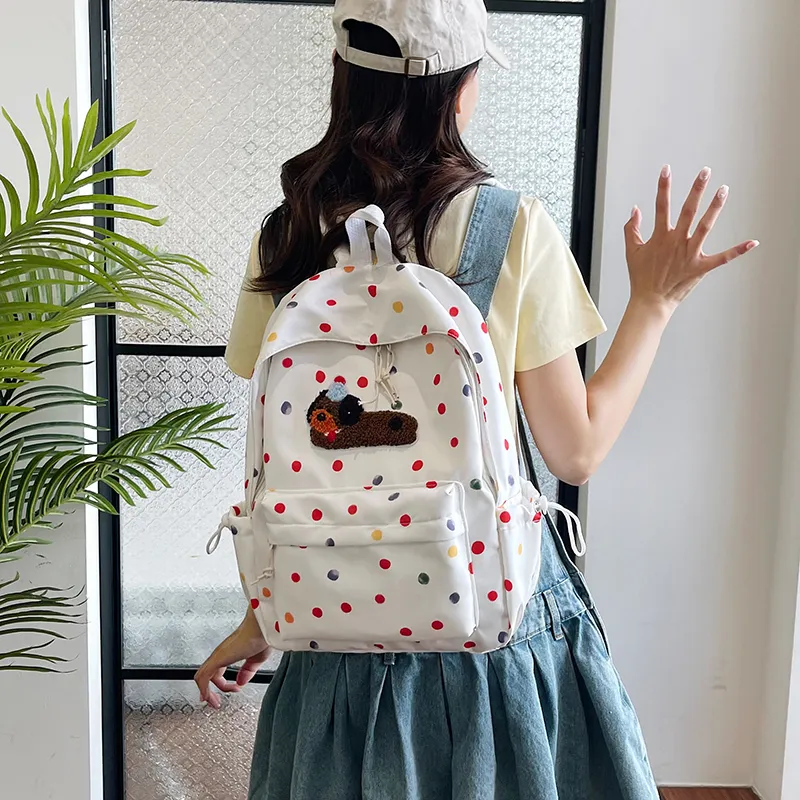 WICKBUEN Nylon Backpack Unisex White/Black-1