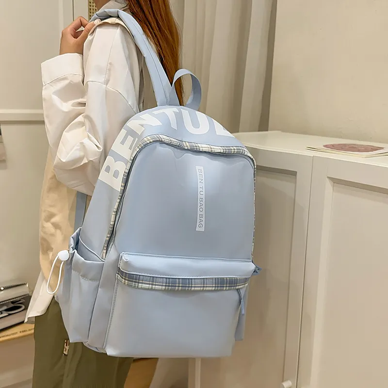 WICKBUEN Nylon Backpack Unisex White/Black/Pink/Blue-20