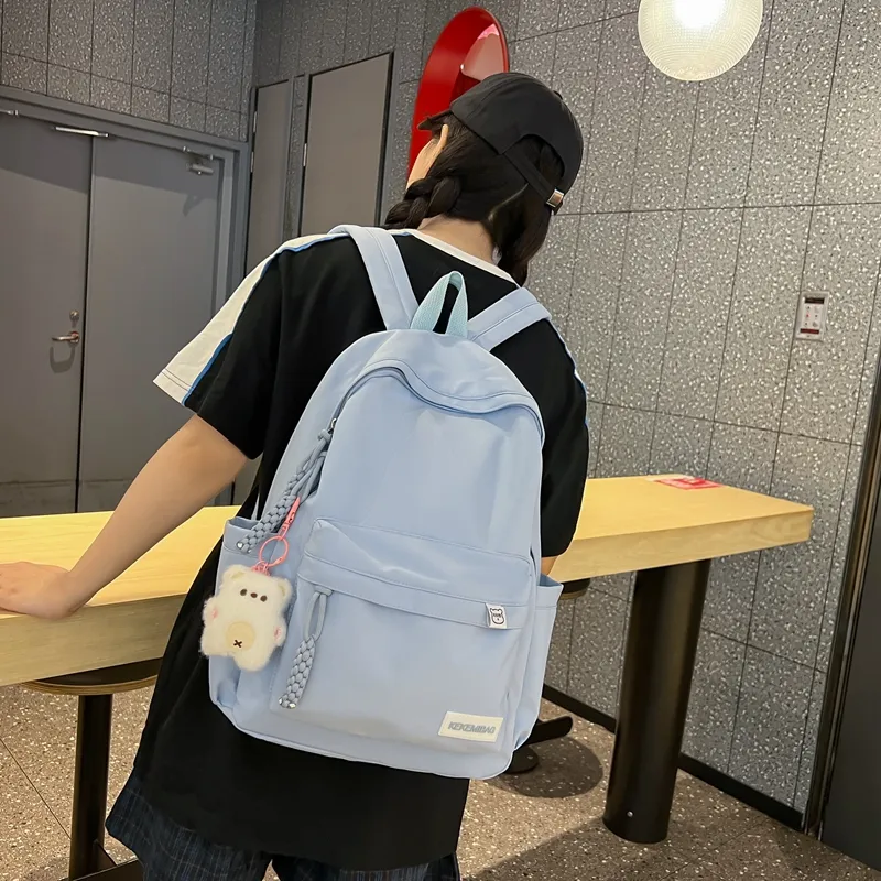 WICKBUEN Nylon Backpack Travel Bag Unisex Red/Black/White-14