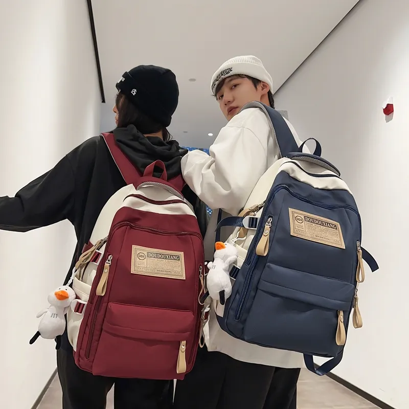 WICKBUEN Nylon Fabric Backpack Regular Unisex Blue/Black/Burgundy/Blue-2