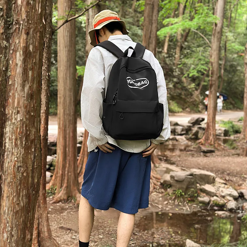 WICKBUEN Nylon Backpack Unisex White/Black/Orange/Green-8