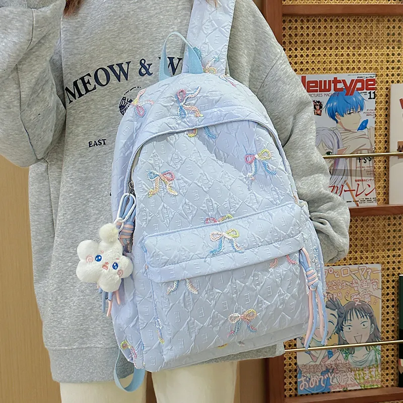 WICKBUEN Nylon Backpack Regular Unisex White/Black/Purple/Blue-15
