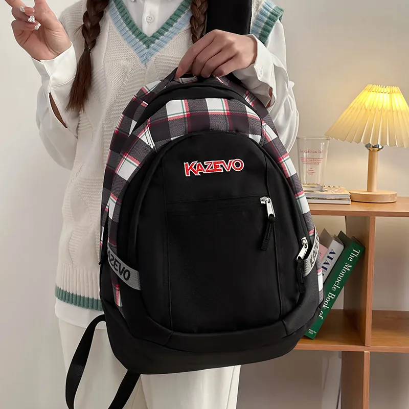 WICKBUEN Nylon Backpack Unisex White/Black/Purple/Pink-7