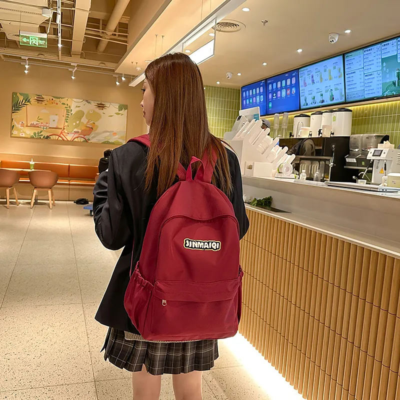 WICKBUEN Nylon Backpack Regular Unisex Green/White/Black/Red-23