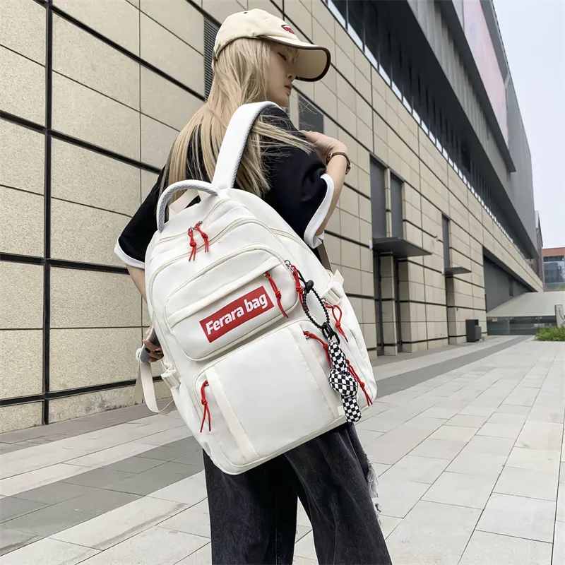 WICKBUEN Oxford Backpack Regular Unisex Orange Red/White/Black-5