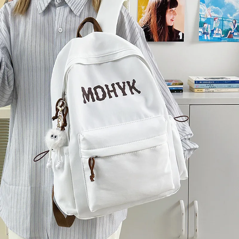WICKBUEN Nylon Backpack Unisex White/Black/Purple/Yellow-3