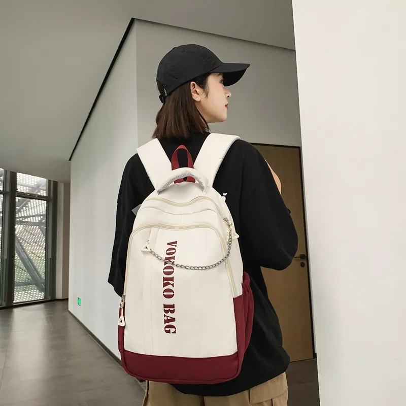 WICKBUEN Nylon Backpack Regular Unisex Blue/Burgundy/Pink-8