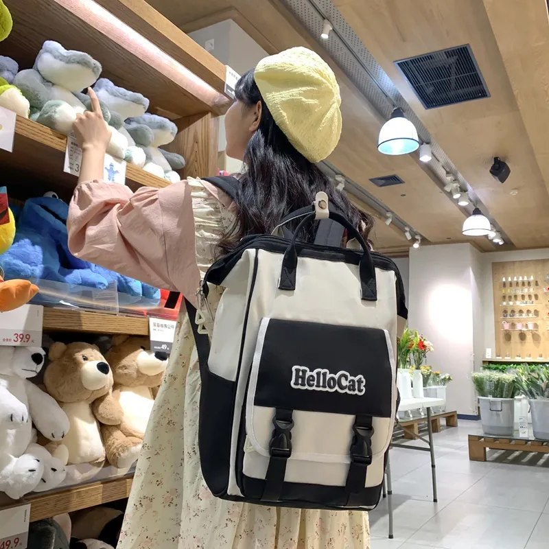 WICKBUEN Nylon Backpack Unisex Black/Pink/Khaki/Purple-1
