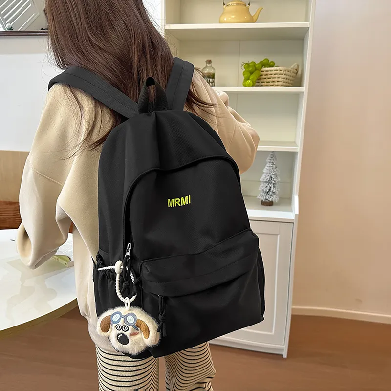 WICKBUEN Nylon Backpack Unisex Black/White-8