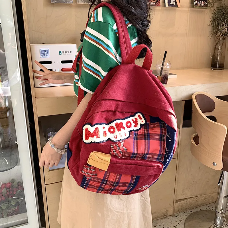 WICKBUEN Canvas Backpack Women's Red-3