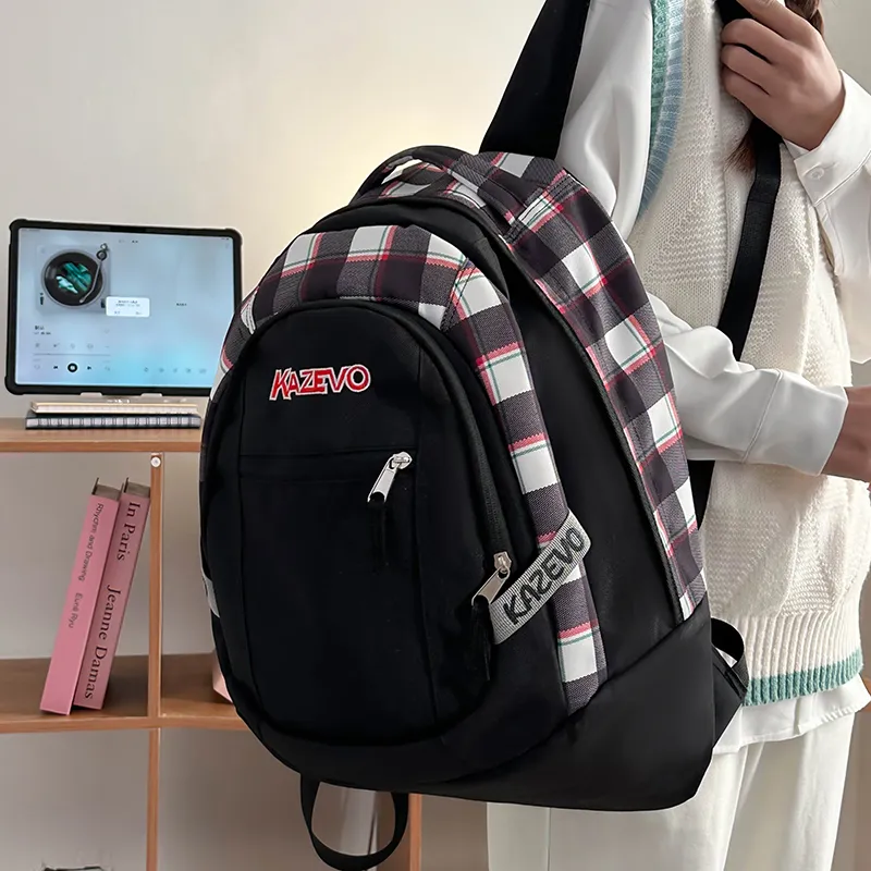 WICKBUEN Nylon Backpack Unisex White/Black/Purple/Pink-11