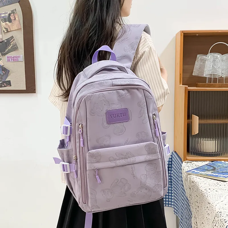 WICKBUEN Nylon Backpack Unisex Ecru/Black/Gray/Purple-18