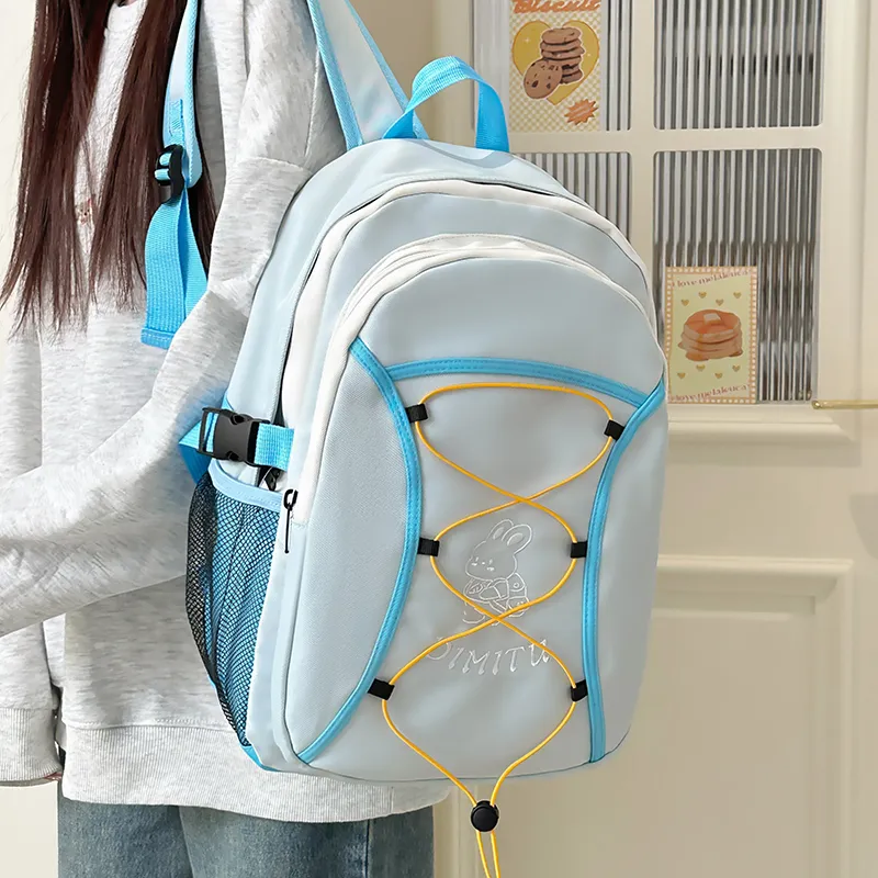 WICKBUEN Polyester Backpack Unisex Blue/Green/Black-4