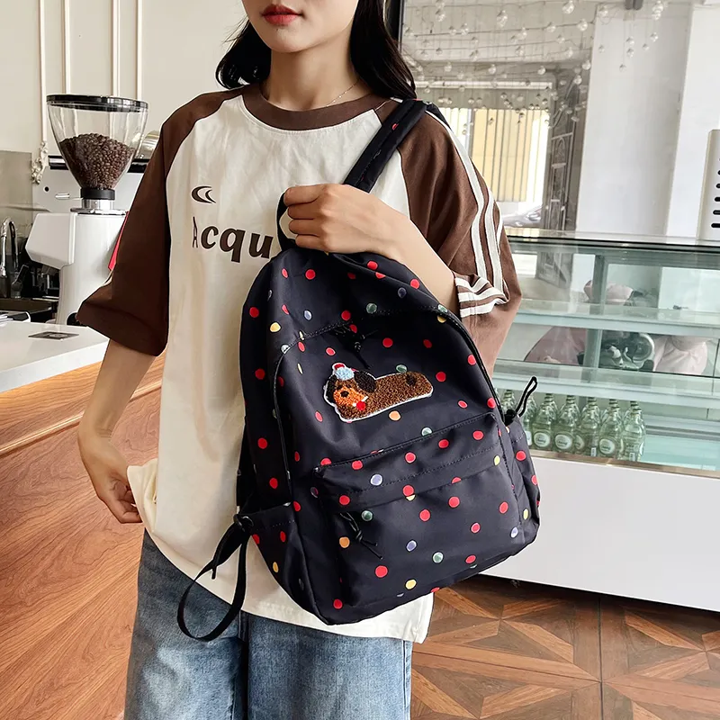 WICKBUEN Nylon Backpack Unisex White/Black-10