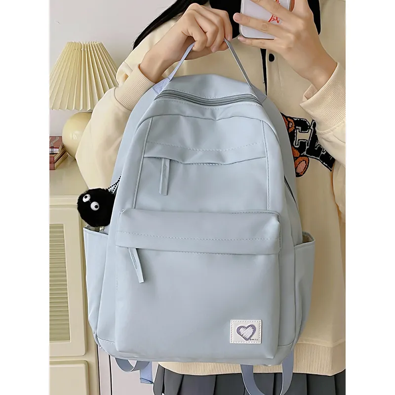WICKBUEN Nylon Backpack Unisex White/Black/Blue/Pink-13