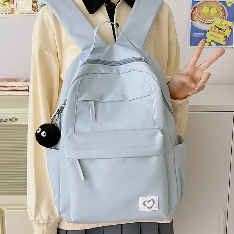 WICKBUEN Nylon Backpack Unisex White/Black/Blue/Pink-17