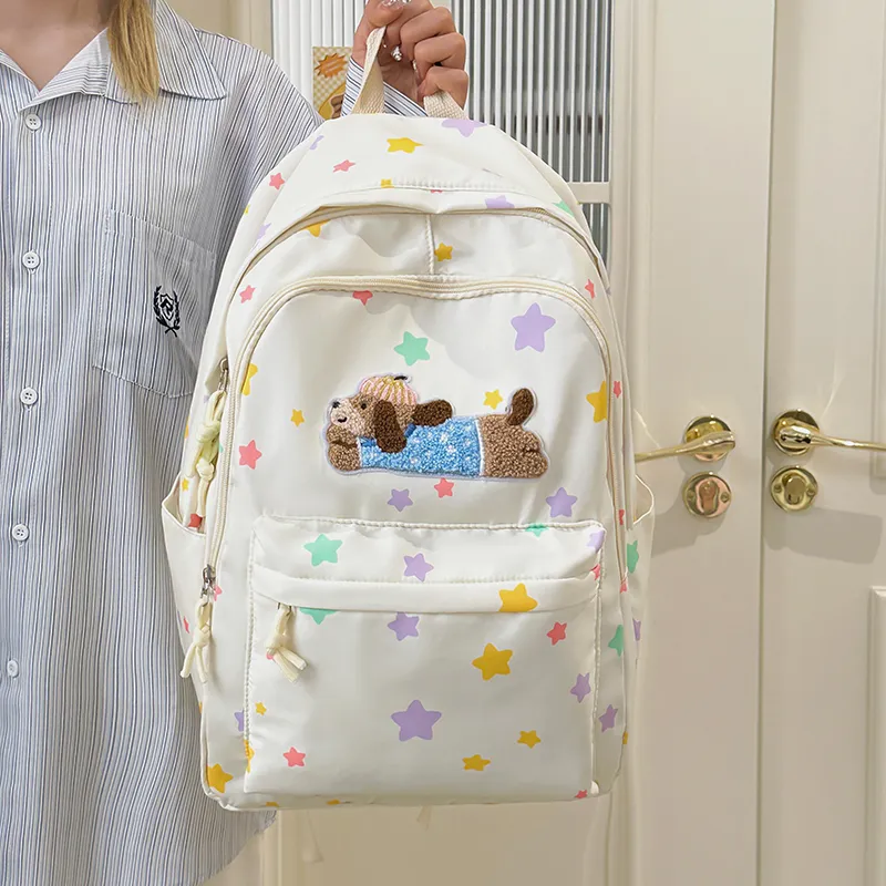 WICKBUEN Nylon Backpack Tubas Women's White/Yellow/Blue-5