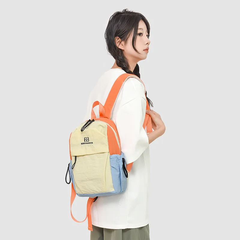 WICKBUEN Nylon Backpack Unisex Blue/Orange/Purple/Khaki-4