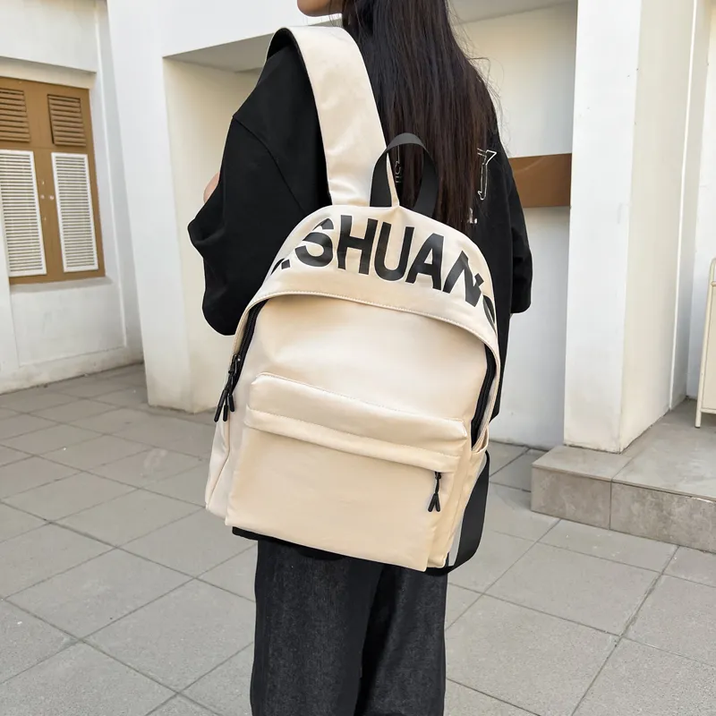 WICKBUEN Fabric Backpack Regular Unisex White/Black/Orange/Green-3