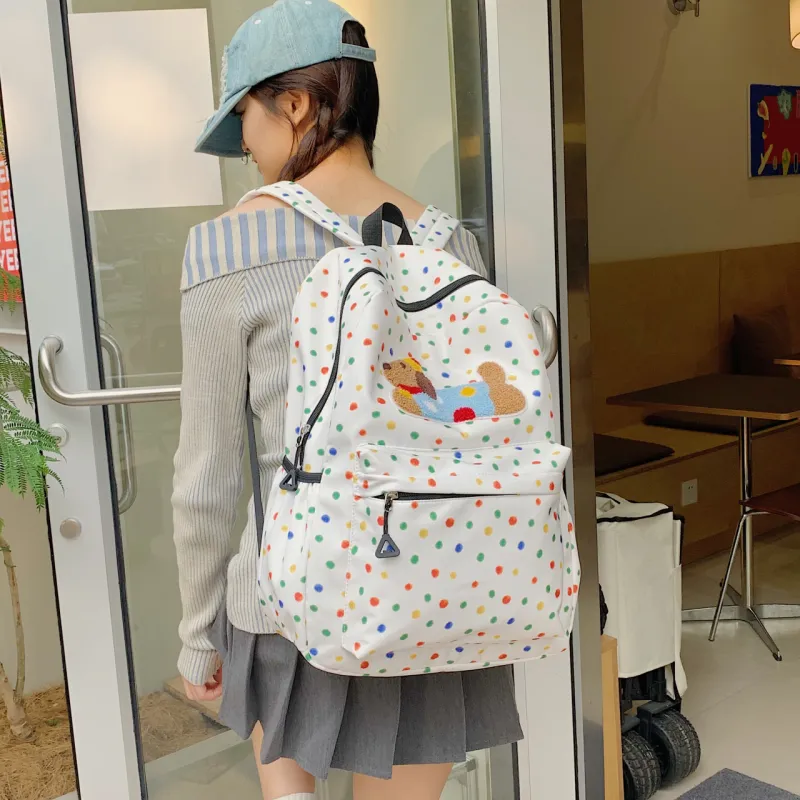 WICKBUEN Nylon Fabric Backpack Women's White/Black-2