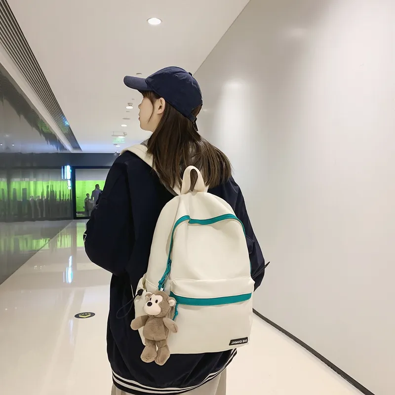 WICKBUEN Nylon Backpack Unisex White/Black/Purple/Green-2