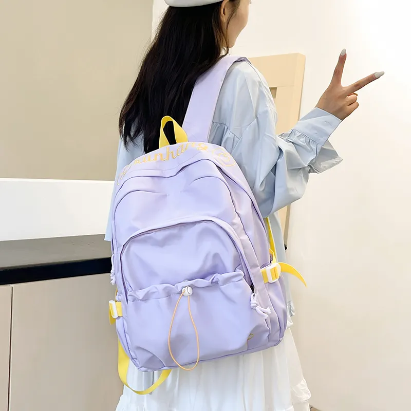 WICKBUEN Nylon Backpack Regular Unisex White/Black/Green/Purple/Pink-22