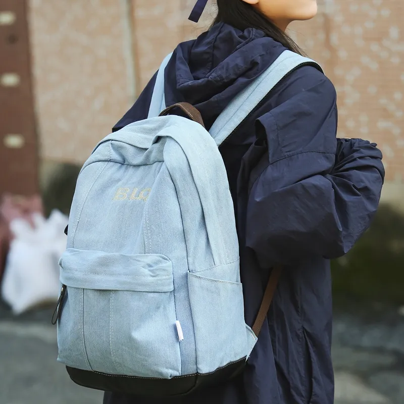 WICKBUEN Denim Backpack Unisex Black/Light Blue/Blue-10