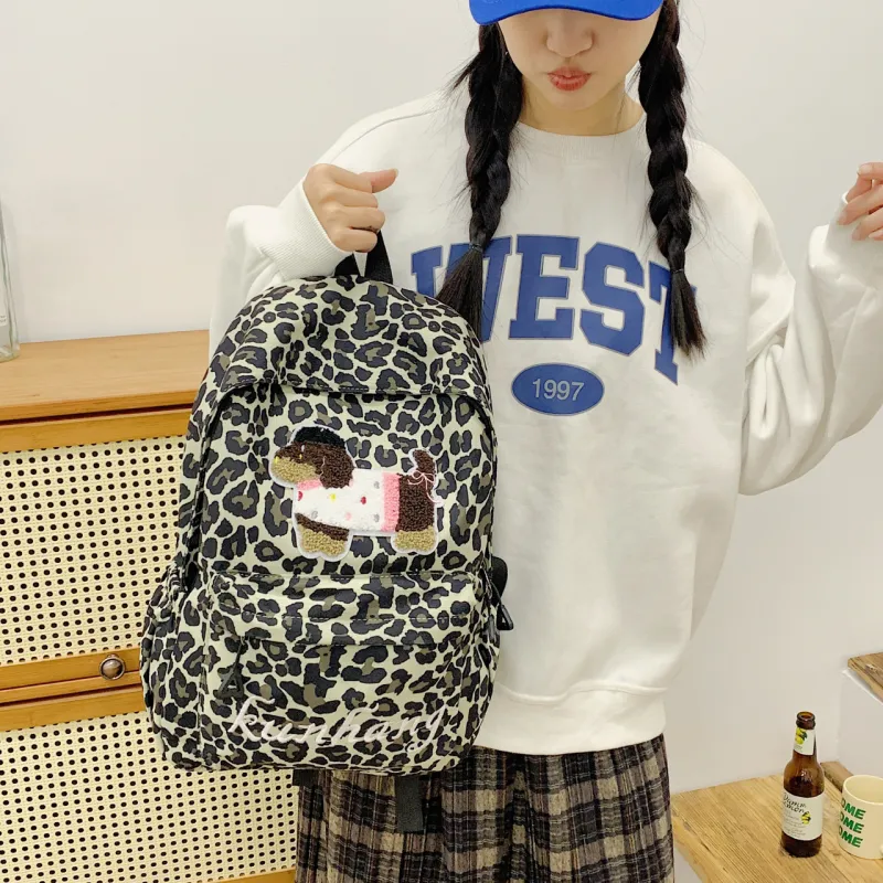 WICKBUEN Fabric Backpack Unisex White/Black/Green/Brown-15