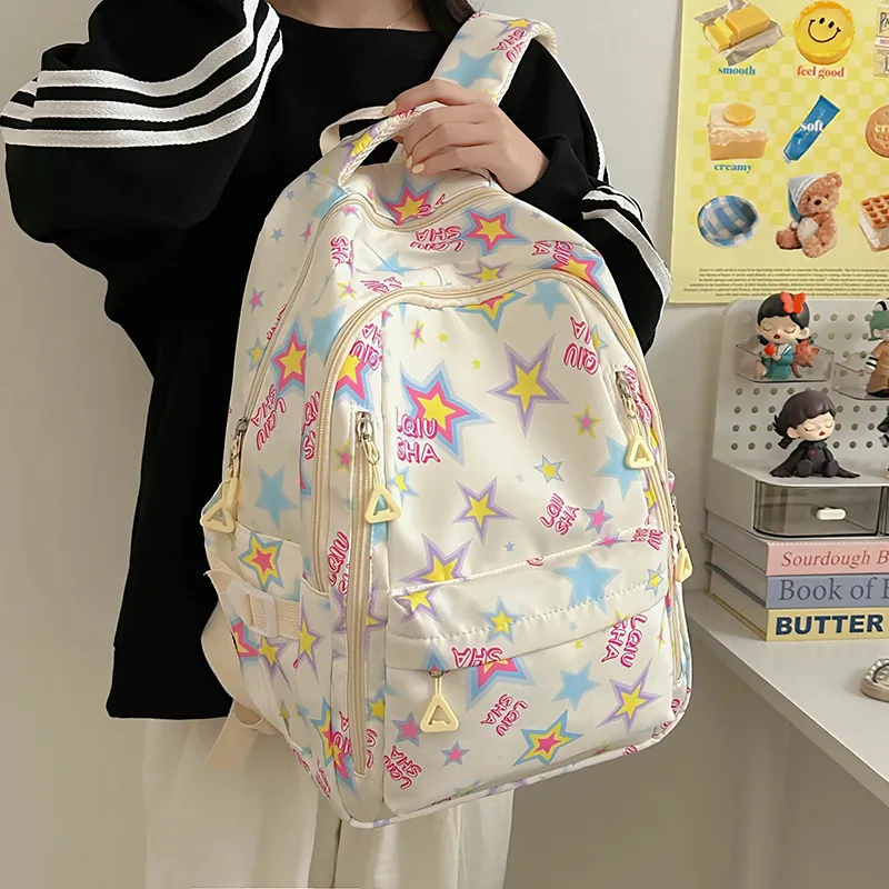 WICKBUEN Polyester Backpack Regular Women's White/Black/Purple/Green-5