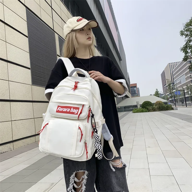 WICKBUEN Oxford Backpack Regular Unisex Orange Red/White/Black-3
