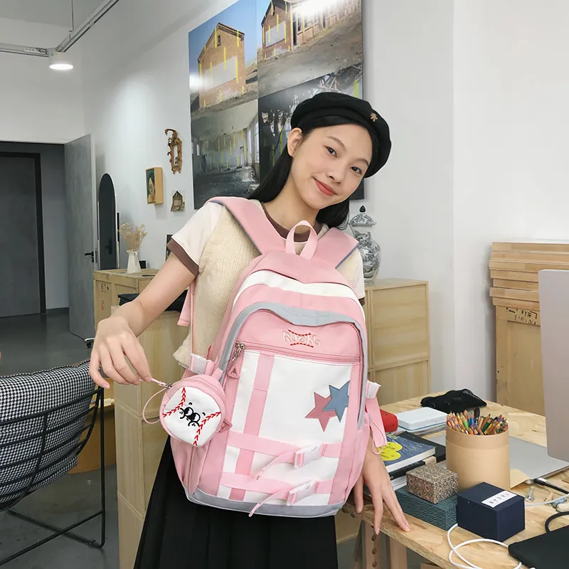 WICKBUEN Nylon Backpack Regular Unisex Ecru/Pink/Violet/Yellow-7