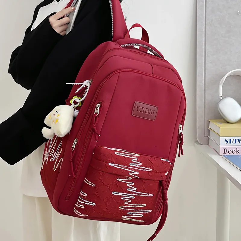 WICKBUEN Nylon Backpack Regular Unisex White/Black/Pink/Red-19