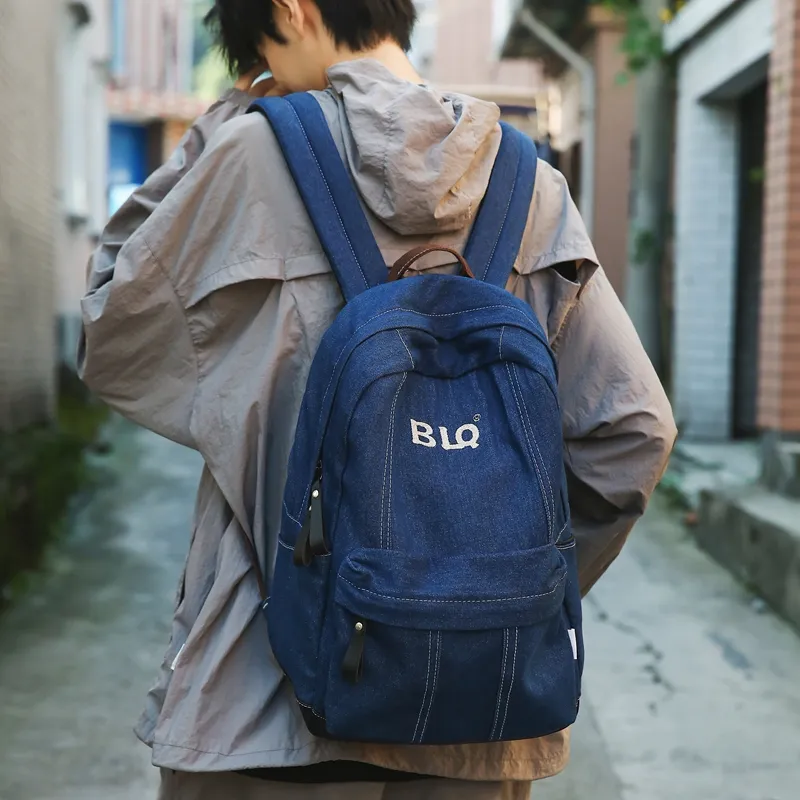 WICKBUEN Denim Backpack Unisex Black/Light Blue/Blue-5