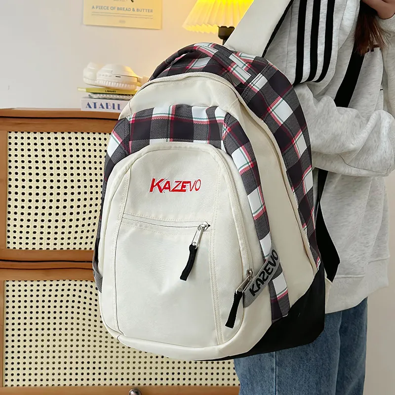 WICKBUEN Nylon Backpack Unisex White/Black/Purple/Pink-3