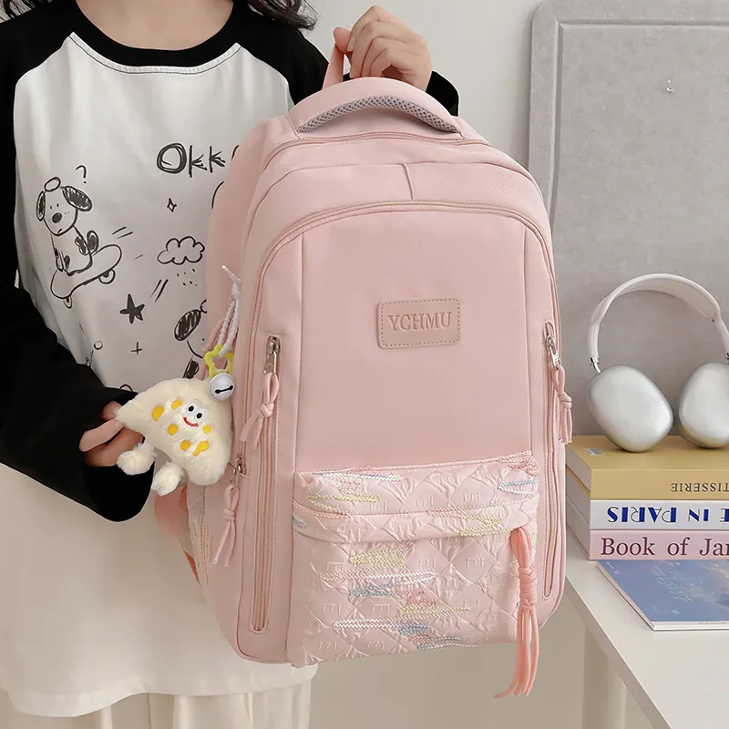 WICKBUEN Nylon Backpack Regular Unisex White/Black/Pink/Red-17